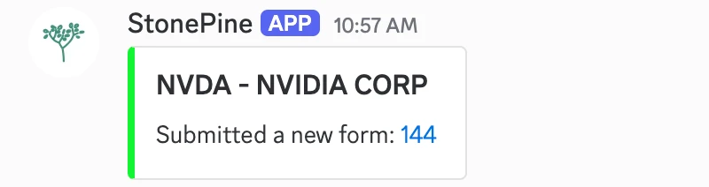 Discord notification: NVDA - NVIDIA CORP submitted a new form: 144